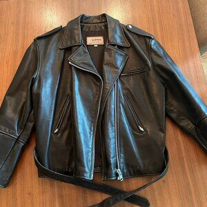 LaCreen black leather women's biker jacket size 38